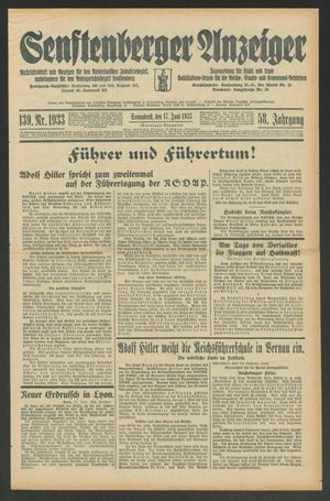 Senftenberger Anzeiger vom 18.06.1933