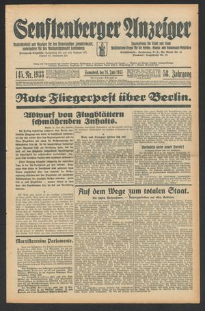 Senftenberger Anzeiger vom 24.06.1933