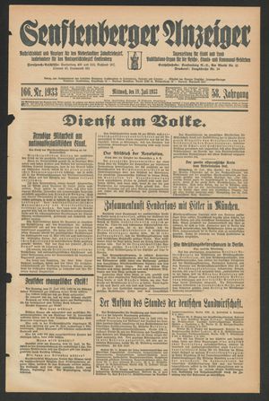 Senftenberger Anzeiger vom 19.07.1933