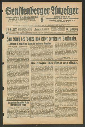 Senftenberger Anzeiger vom 24.07.1933