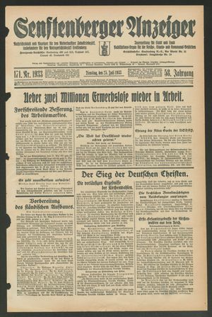 Senftenberger Anzeiger vom 25.07.1933