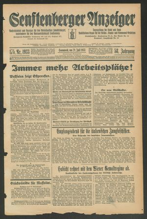 Senftenberger Anzeiger vom 29.07.1933