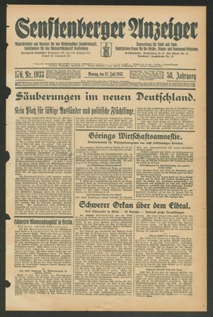 Senftenberger Anzeiger vom 31.07.1933