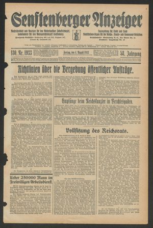 Senftenberger Anzeiger vom 04.08.1933