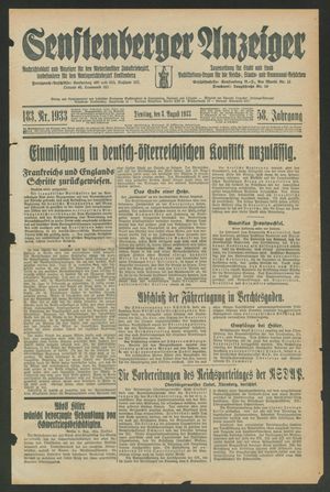 Senftenberger Anzeiger vom 08.08.1933