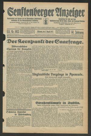 Senftenberger Anzeiger on Aug 9, 1933