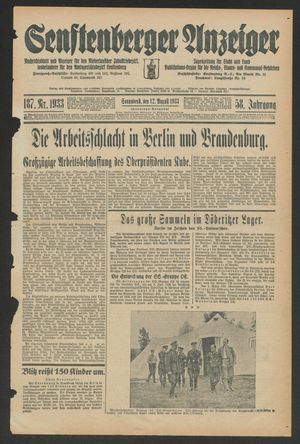 Senftenberger Anzeiger vom 12.08.1933