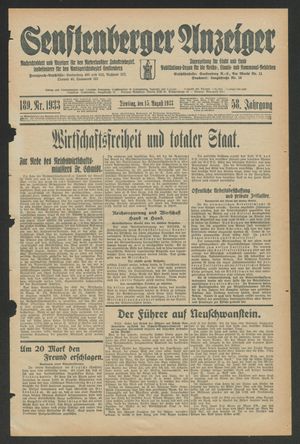 Senftenberger Anzeiger vom 15.08.1933