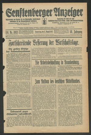 Senftenberger Anzeiger vom 17.08.1933