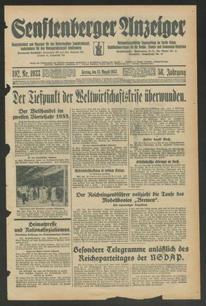 Senftenberger Anzeiger vom 18.08.1933