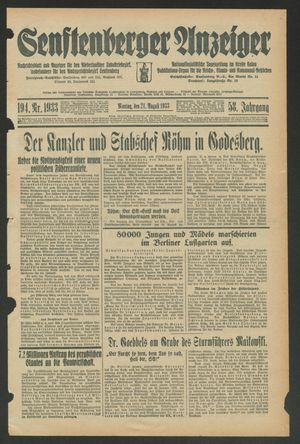 Senftenberger Anzeiger vom 21.08.1933