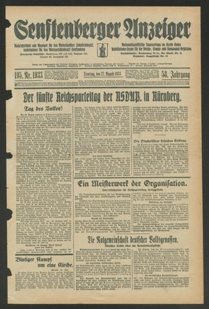 Senftenberger Anzeiger vom 22.08.1933