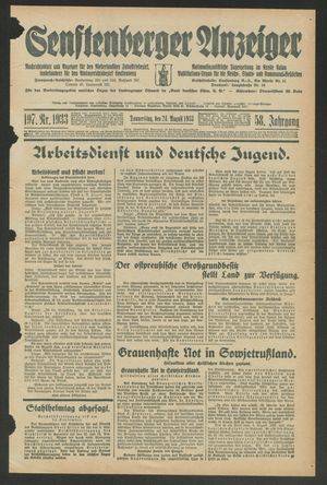 Senftenberger Anzeiger vom 24.08.1933