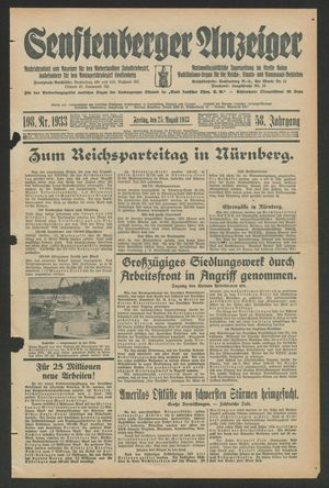 Senftenberger Anzeiger vom 25.08.1933