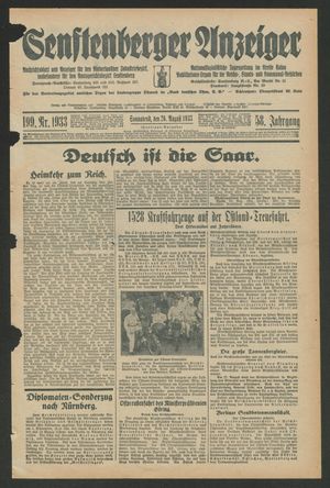 Senftenberger Anzeiger vom 26.08.1933