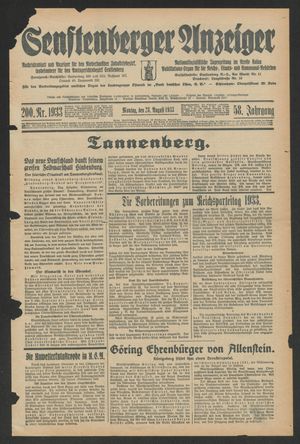 Senftenberger Anzeiger vom 28.08.1933