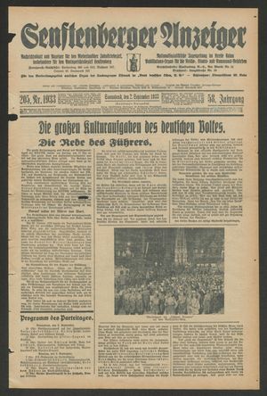 Senftenberger Anzeiger vom 02.09.1933