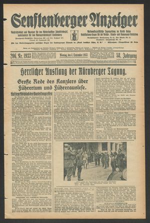 Senftenberger Anzeiger vom 04.09.1933
