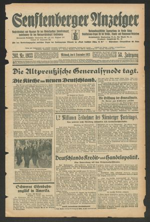 Senftenberger Anzeiger vom 06.09.1933