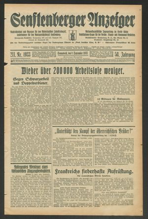 Senftenberger Anzeiger vom 09.09.1933