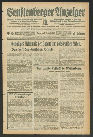 Senftenberger Anzeiger vom 11.09.1933