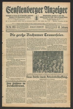 Senftenberger Anzeiger vom 15.09.1933