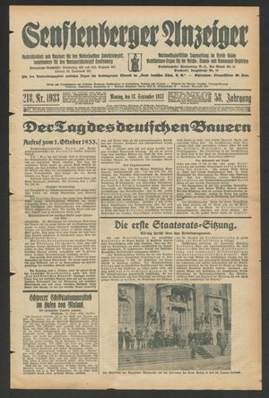 Senftenberger Anzeiger on Sep 18, 1933