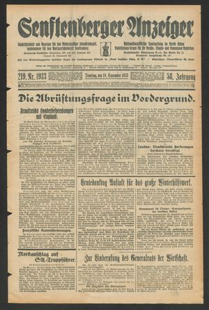 Senftenberger Anzeiger vom 19.09.1933