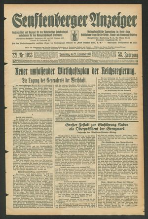 Senftenberger Anzeiger vom 21.09.1933