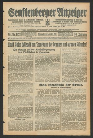 Senftenberger Anzeiger vom 25.09.1933