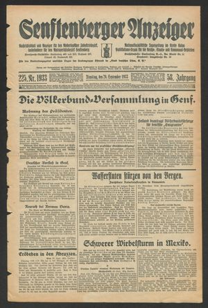 Senftenberger Anzeiger vom 26.09.1933