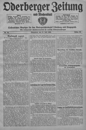 Oderberger Zeitung und Wochenblatt vom 27.07.1929