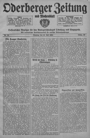 Oderberger Zeitung und Wochenblatt vom 30.07.1929