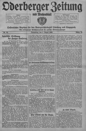 Oderberger Zeitung und Wochenblatt vom 08.08.1929