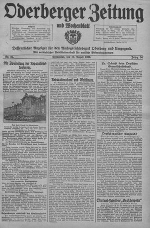 Oderberger Zeitung und Wochenblatt vom 10.08.1929