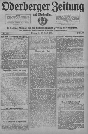 Oderberger Zeitung und Wochenblatt vom 27.08.1929