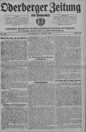 Oderberger Zeitung und Wochenblatt vom 07.09.1929