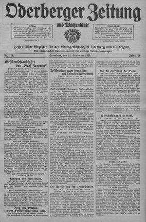 Oderberger Zeitung und Wochenblatt vom 14.09.1929