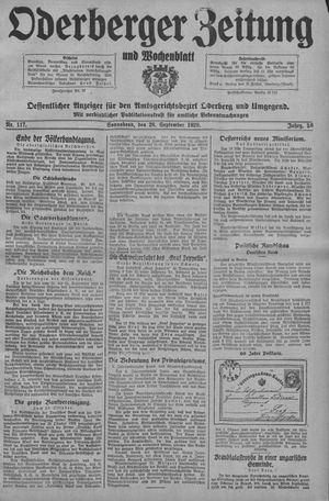 Oderberger Zeitung und Wochenblatt vom 28.09.1929