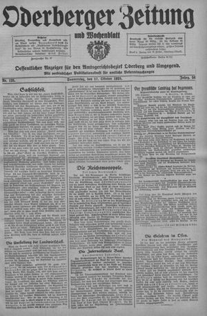 Oderberger Zeitung und Wochenblatt vom 17.10.1929