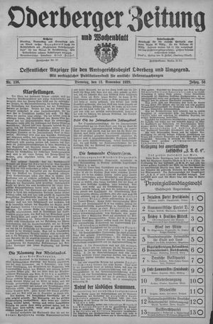 Oderberger Zeitung und Wochenblatt vom 12.11.1929