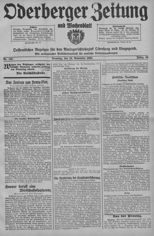 Oderberger Zeitung und Wochenblatt vom 19.11.1929