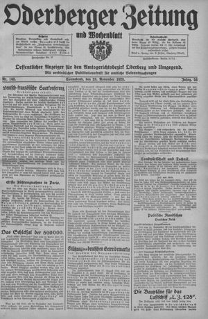 Oderberger Zeitung und Wochenblatt vom 23.11.1929