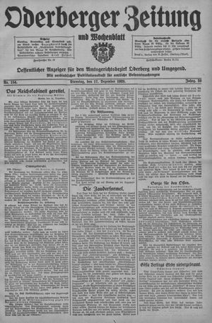 Oderberger Zeitung und Wochenblatt vom 17.12.1929
