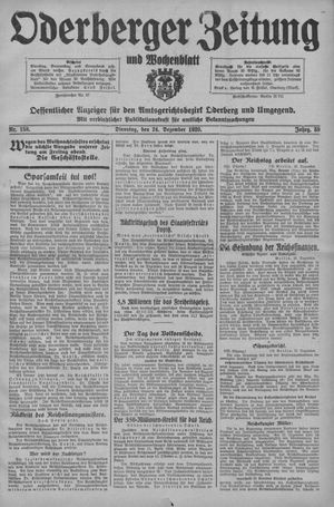 Oderberger Zeitung und Wochenblatt vom 24.12.1929