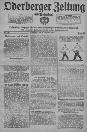 Oderberger Zeitung und Wochenblatt vom 28.12.1929
