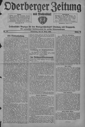 Oderberger Zeitung und Wochenblatt vom 10.03.1932