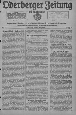 Oderberger Zeitung und Wochenblatt vom 17.03.1932