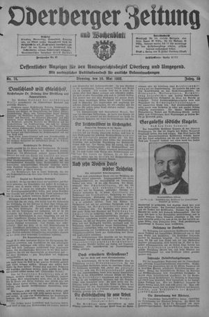 Oderberger Zeitung und Wochenblatt vom 10.05.1932