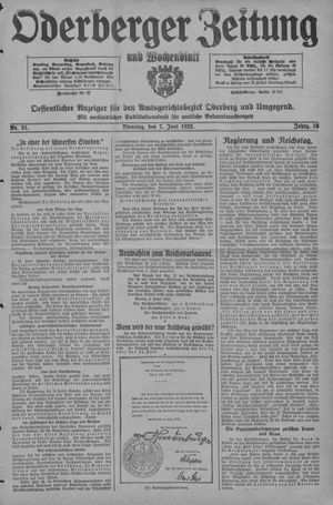 Oderberger Zeitung und Wochenblatt vom 07.06.1932